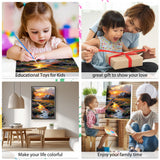 EOBROMD Framed Paint by Numbers Kits for Adults Countryside Sunset, DIY Painting Kits for Adults Beginner, Painting on Stretched Canvas Oil Paint by Numbers for Home Decor Gift 12x16inch EOBROMD