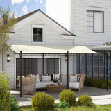 Outsunny 10' x 16' Outdoor Pergola Canopy, Wall-Mounted Metal Patio Canopy with Weather-Resistant Fabric and Drainage Holes for Backyard Garden Porch Beach, Cream White Outsunny