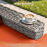 CAODOC 15-Piece Outdoor Sectional Sofa Set w/ 43" Fire Pit – L-Shaped Wicker Patio Furniture, Deep Seating & Swivel Rockers, Red CAODOC