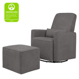 DaVinci Olive Upholstered Swivel Glider with Bonus Ottoman in Dark Grey, Greenguard Gold & CertiPUR-US Certified DaVinci