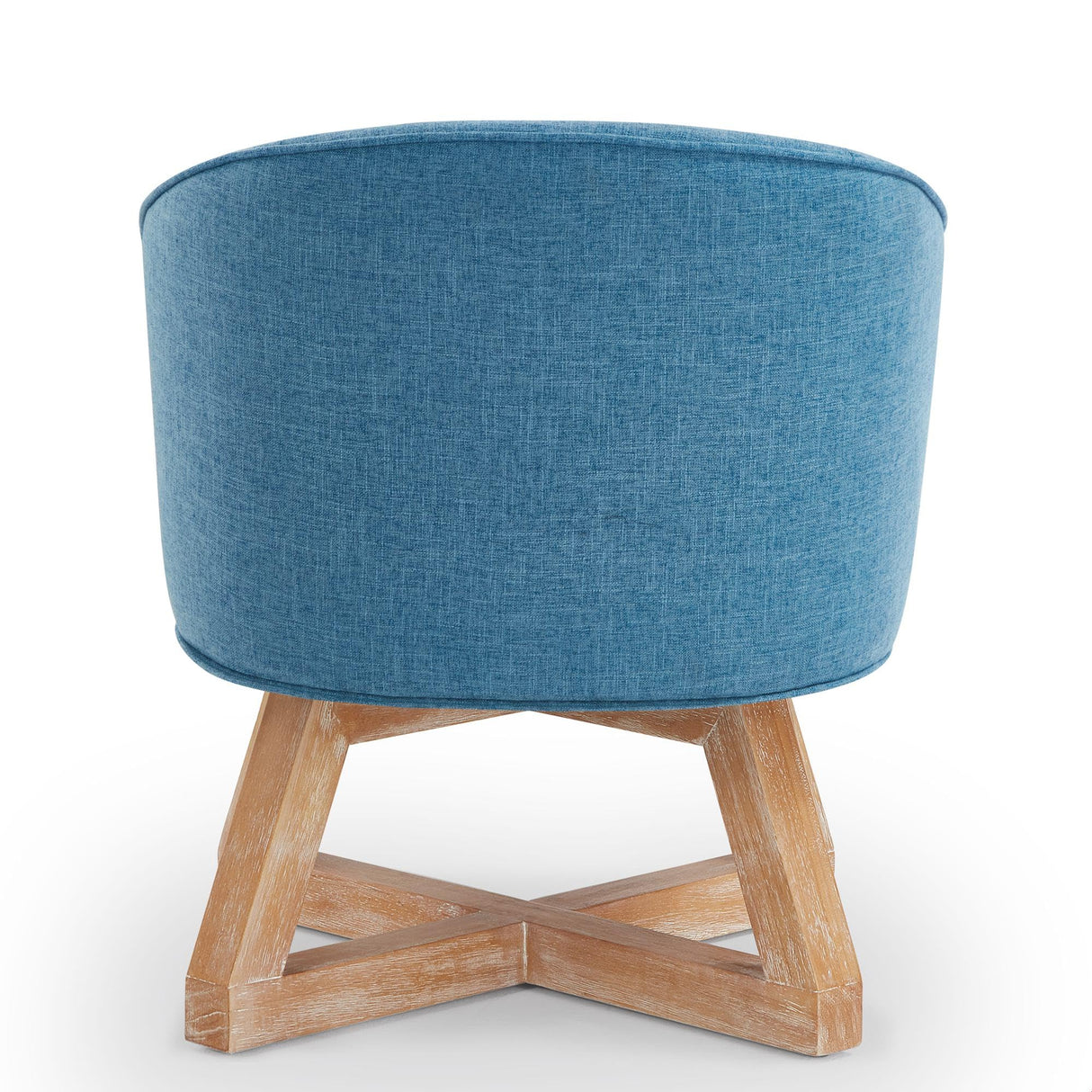 GDFStudio Swivel Barrel Chair Modern Accent Arm Chair Upholstered Linen Round Reading Armchair 360° Swivel Chair with Cross-Shaped Solid Wood Base for Bedroom Office Living Room, Lighe Blue GDFStudio