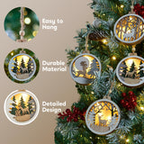 Joiedomi 6 Pcs LED Christmas Hanging Wooden Reindeer Ornaments, Christmas Light Up Ornament for Christmas Tree Decoration, Xmas Lighted Pretty Ornament, Presents, Party Supplies Decorations Joiedomi