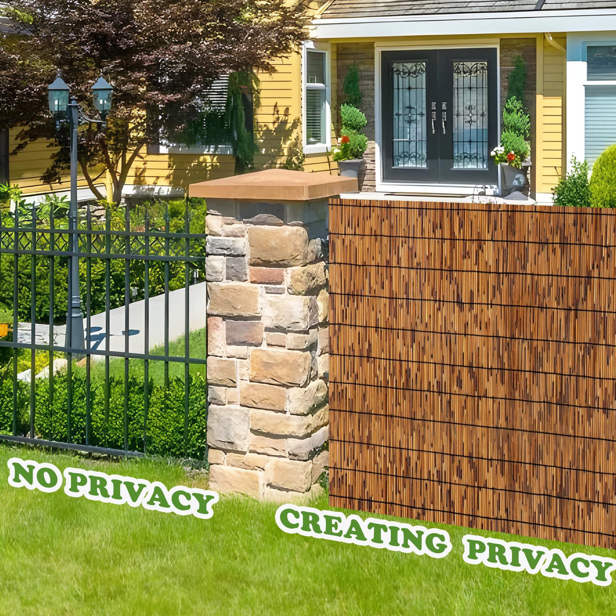 TOOKNIN 1 Pack Natural Reed Fence,5.5FT X 16.4FT Bamboo Fencing Privacy Reed Screening for Outdoor, Gallery, Restaurant, Hotel, Patio (Brown) TOOKNIN