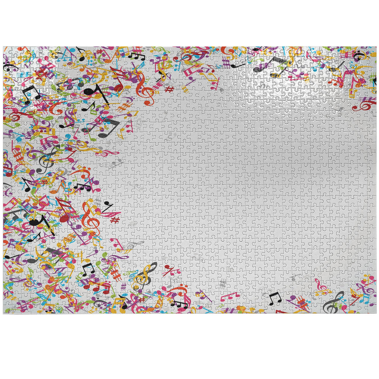 Ambesonne Music Jigsaw Puzzle for Adults, Colorful Musical Notes Frame Festival Singing Enjoyment Fashion Themed Print, Heirloom-Quality Fun Activity Durable Cardboard, 1000 pcs, White Multicolor Ambesonne