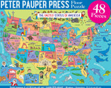 PETER PAUPER PRESS USA Map Jumbo Floor Puzzle - Fun and Educational! Learn Geography, State capitols, and Historic Landmarks. (48 Pieces) (36 inches Wide x 24 inches high) PETER PAUPER PRESS