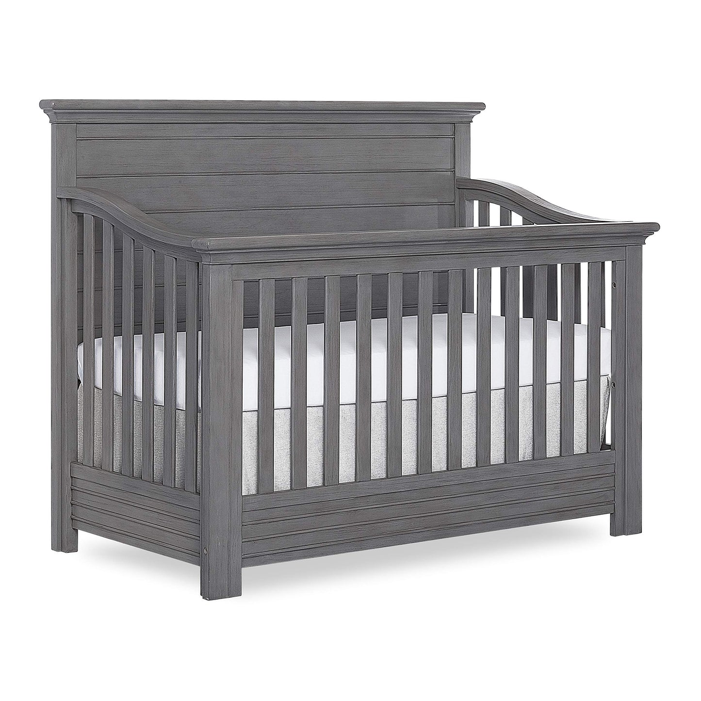 Evolur Waverly 5-in-1 Full Panel Convertible Crib in Rustic Grey, Greenguard Gold Certified , 58.75x31.25x46.5 Inch (Pack of 1) - WoodArtSupply