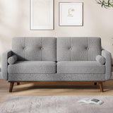 GarveeHome 65 in Loveseat Sofa, Mid Century Modern Couch Comfy Love Seat Couches for Living Room, 2 Seater Deep Seat Couch Teddy Fleece Boucle Upholstered Couches for Bedroom Office Small Space, Grey GarveeHome
