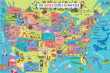 PETER PAUPER PRESS USA Map Jumbo Floor Puzzle - Fun and Educational! Learn Geography, State capitols, and Historic Landmarks. (48 Pieces) (36 inches Wide x 24 inches high) PETER PAUPER PRESS