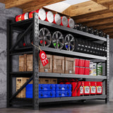 71” W Storage Shelves Heavy Duty, 5000LBS Metal Garage Shelving Units, 4 Tier Storage rack shelf, Steel Industrial Shelving , Adjustable Standing Shelf for Basement/Warehouse 71"W x 24"D x 70"H, Black AFAIF