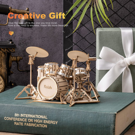 Rolife 3D Wooden Puzzles for Adults Drum kit Musical Instrument Model(TG409) Rolife
