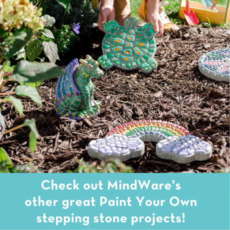 MindWare Turtle Stepping Stone Kit: Paint Your Own Stepping Stones for Kids Craft Kit Includes Paint, Brushes and Instructions MindWare