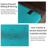 Trumbeak 9 Pieces Outdoor Patio Furniture Set with 43" 55000BTU Gas Propane Fire Pit Table & Swivel Rocking Chairs, PE Wicker Rattan Outdoor Sectional Patio Set, Outdoor Patio Conversation Set, Blue Trumbeak