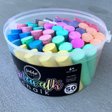 Loddie Doddie 50ct Sidewalk Chalk for Kids - 12 Colors Non-Toxic Jumbo Sticks in Reusable Bucket - Easy Clean Up for Fun & Creativity - Outdoor Chalk Loddie Doddie