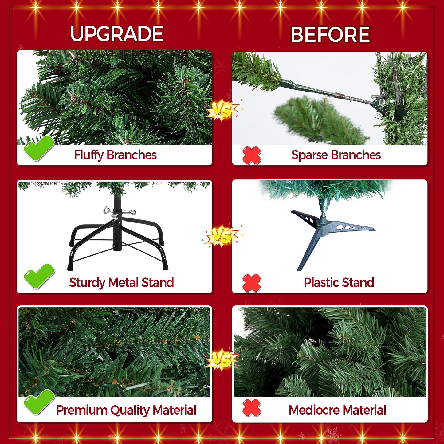 Yaheetech 9ft Premium Spruce Hinged Artificial Full Christmas Tree with 2028 Branch Tips Holiday Xmas Tree with Metal Hinges and Foldable Base for Home Party Office Decoration