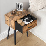 Small Nightstands Set of 2, Bedside Table with Fabric Drawer, Idustrial End Table with Metal Leg, Couch Side Table for Bedroom Living Room, Sofa, Office Rustic Brown LNT504R IRCPEN