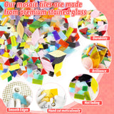 Mosaic Glass Pieces Tiles for Adults: LATIIZ 320Pcs Rainbow Color Mixed 5 Shapes Stained Glass Bulk for Beginner Artist - Mosaics Kit for Making Art Project Craft DIY Lamp Vase Coaster Stepping Stone Latiiz
