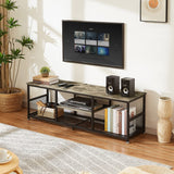 VECELO Industrial TV Stand for Televisions up to 65 Inch, 55" Entertainment Center with Open Storage Shelves for Living Room/Bedroom, 3 Tiers Media Console Table with Metal Frame, Grey, 55 Inches VECELO
