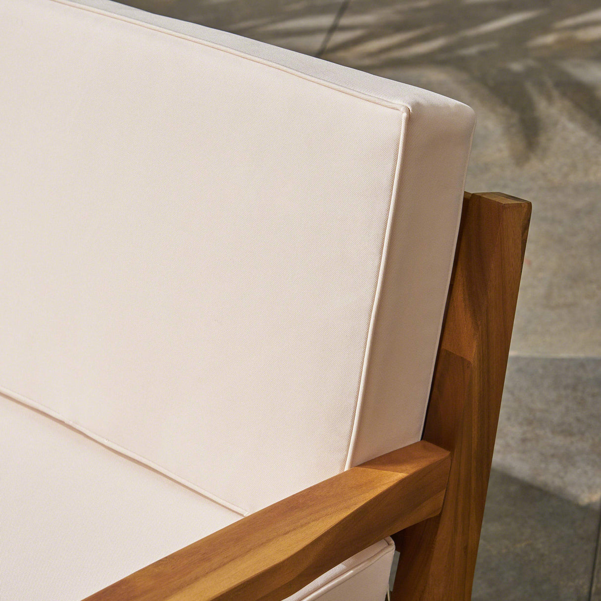 Christopher Knight Home Grenada Sectional Sofa Set | 5-Piece 3-Seater | Includes Coffee Table and Ottoman | Acacia Wood Frame | Water-Resistant Cushions | Teak and Beige, Finish Christopher Knight Home