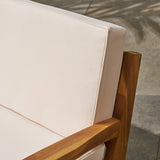 Christopher Knight Home Grenada Sectional Sofa Set | 5-Piece 3-Seater | Includes Coffee Table and Ottoman | Acacia Wood Frame | Water-Resistant Cushions | Teak and Beige, Finish Christopher Knight Home