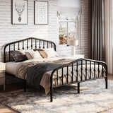 SHA CERLIN Victorian-Style Queen Metal Platform Bed Frame in Black - No Box Spring Required SHA CERLIN