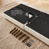 mopio Aaron Couch, Small Sofa, Futon, Sofa Bed, Sleeper Sofa, Loveseat, Mid Century Modern Futon Couch, Sofa Cama, Couches for Living Room, Bedroom (Pearl White, Boucle) mopio