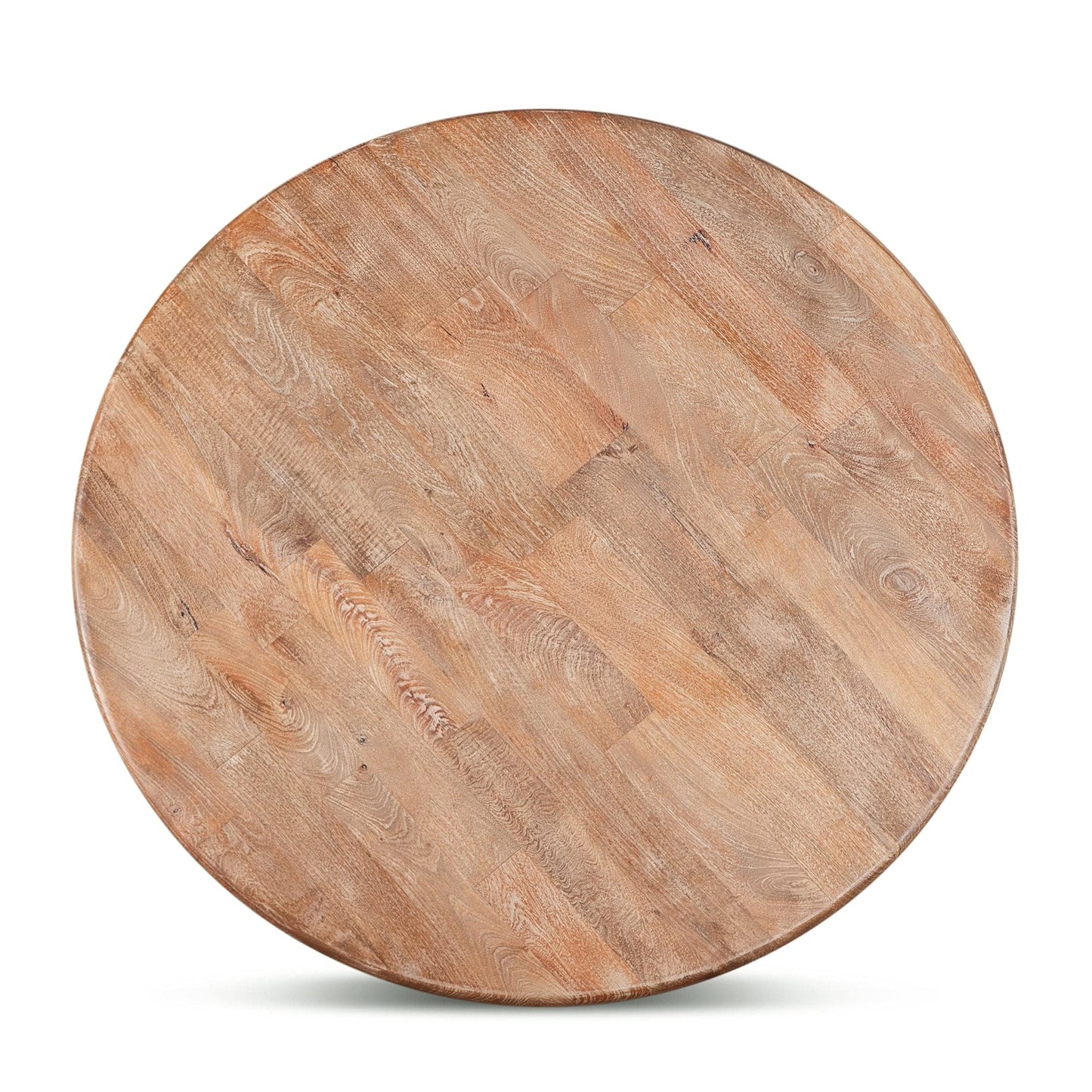 World Interiors Mango Wood Round Dining Table In Antique Oak - WoodArtSupply