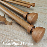 SKYPLUS LIVING Faux Wood Style Curtain Rod Set with Wood Grain Round Finial, 72-144 inch, Standard Double Drapery Rod for 1 Pack, 1 inch diameter, Adjustable Length SKYPLUS LIVING