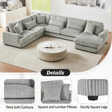 Oversized U-Shaped Sectional Sofa Modern Living Room Couch Upholstered in Soft Corduroy with a Chaise Lounge Merax