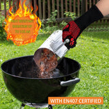 BBQ Fireproof Gloves, Grill Cut-Resistant Gloves 1472°F Heat Resistant Gloves, Non-Slip Silicone Oven Gloves, Kitchen Safe Cooking Gloves for Oven Mitts,Barbecue,Cooking, Frying,13.5 Inch-Red DKHDBD