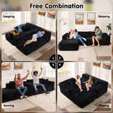 ovios 104" Cloud Sectional Couch with L-Shape Chaise,Modern Modular Sofa with Deep Seat, Upholstered Couches for Living Room Bedroom,No Assembly Required, Black (Plush Corduroy Fabric) ovios