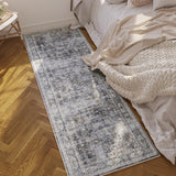 Runner Rug Hallway Runner Rug Washable Kitchen Runner Rugs with Rubber Backing 2'6''x8' 100% Polyester Vintage Rug for Entryway Indoor, Kitchen, Laundry, Bedroom (Grey and Brown) Rugcomf