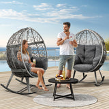 YITAHOME Wicker Rocking Egg Chair, Outdoor Patio Rocking Chair with 5.9in Thick Cushion, 250lb Capacity, Anti-Slip, All-Weather Resilient Egg Lounger Chair for Indoor & Outdoor, Grey(1 Pack only) YITAHOME