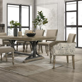 Roundhill Furniture Birmingham 8-Piece Dining Set: Extendable Table with 4 Side Chairs, 2 Armchairs, and a Nailhead Bench, Driftwood Finish Roundhill Furniture