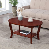 Convenience Concepts American Heritage Oval Coffee Table 36" - Classic Living Room Table with Storage Shelf for Transitional Living Room, Mahogany Convenience Concepts