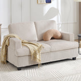 HOMYKA Loveseat Sofa, 60" Corduroy Couch with Side Pocket, Removable Pillow and Cushion Cover 2 seat Couches, Comfy Modern Small Couch for Living Room, Small Spaces, Dorms, Office, Beige HOMYKA