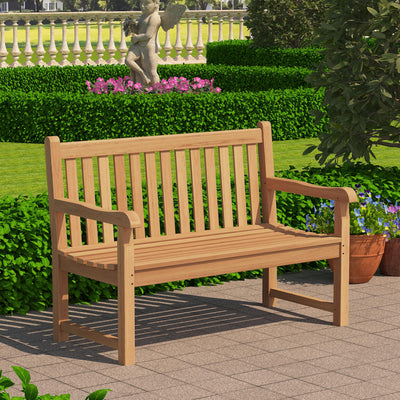 Outdoor Teak Bench, Park Bench for 2 People, Ergonomic Patio Seating, Weather-Resistant and Durable Design, Perfect for Yard, Poolside, or Porch