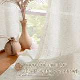 LAMIT Natural Ivory Linen Semi Sheer Curtains 84 inch Length, Cream Light Filtering Soft Thick Neutral Living Room Drapes with Bronze Grommet for Bedroom/Farmhouse, 2 Panels, 52 x 84 Inch LAMIT