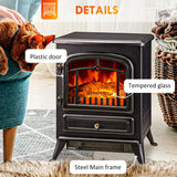 HOMCOM 22" Electric Fireplace Heater, Freestanding Fire Place Stove with Realistic LED Flames and Logs, and Overheating Protection, 750W/1500W, Black HOMCOM