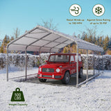 GRAVFORCE 12x20 FT Metal Carport, Heavy Duty Carports Canopy with Galvanized Steel Frame and Roof, Outdoor Garage Car Shed for Pickup, Boat, Cars and Tractors GRAVFORCE