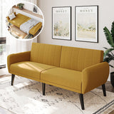BELLEZE Adjustable Folding Sofa Bed, Upholstered Modern Convertible Futon, Sleeper Sofa for Living Room, Guest Room, Garage - Melrose (Yellow) BELLEZE