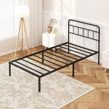 Kujielan 12 inches Twin Size Bed Frame with Minimalist headboard,Metal Platform Base with Strong Metal Slats,Mattress Foundation for Under Bed Storage,Easy Assembly,Black Kujielan