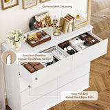 FINETONES 8 Drawer Dresser for Bedroom, White Dresser Double Chest of Drawers, Modern Wood Dressers with Deep Drawers for Living Room,White FINETONES