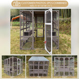 PetsCosset 71" Catio Outdoor Cat Enclosure, Extral Large Wooden Outdoor Cat House Enclosure Kitty, Outdoor Catio House Weatherproof Walk-In Catio with Large Enter Door, Platforms-Combinable-73"W 71"H PetsCosset