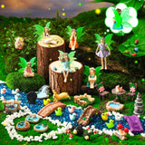 Shellwei 50 Pcs Garden Accessories Miniatures Small Fairies Kit with Luminous Wings Animals Cute Tiny Mushroom Mini Pond Bridge Figurine Micro Landscape Ornaments for Home Garden Shellwei