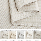 WDCOZY Beige Pick Stitch Queen Size Quilt Set, Striped Lightweight Soft Summer Spring Bedspread, Bamboo Linen Like Textured Coverlet, Chambray Farmhouse Country Rustic Bedding, Netural Thin Comforter WDCOZY