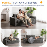 MAXYOYO 3 Seater Couch for Living Room, Boneless Couch with Tufted Cushion & Backrest, Upholstered Floor Sofa, Sofa in A Box, Dark Grey MAXYOYO
