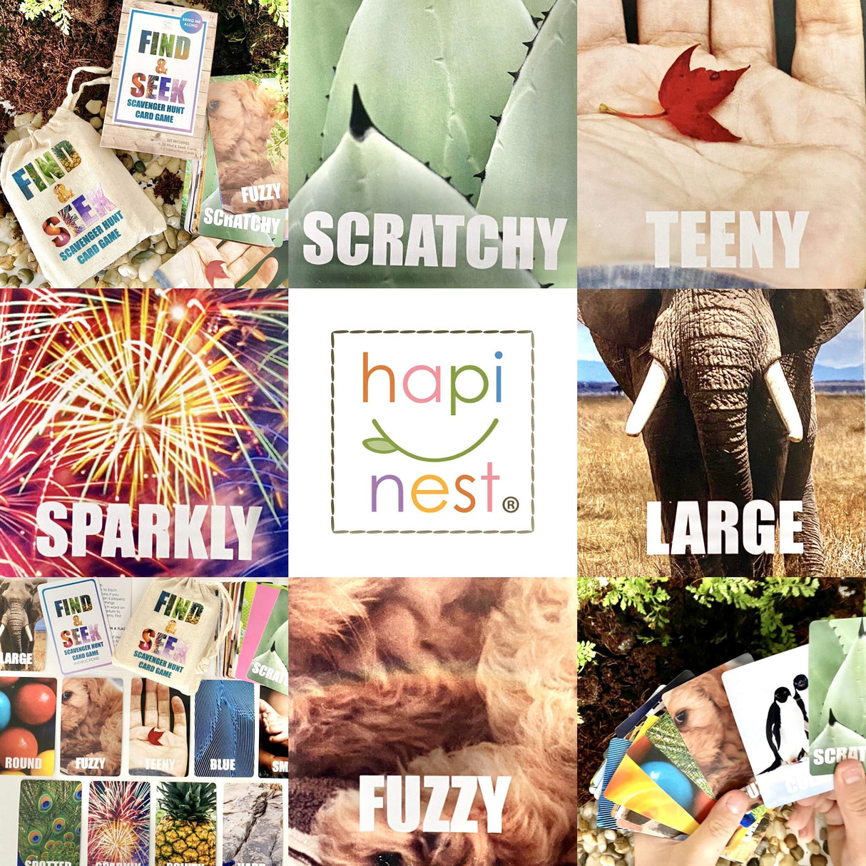 Hapinest Find and Seek Scavenger Hunt Card Game, Indoor Outdoor Activities for Kids Toddler & Family, Beach Camping Travel Car Games for Road Trips, Kids Scavenger Hunt Game Age 3 4 5 6 Years Old & Up Hapinest