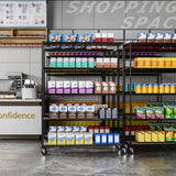 5 Tier 7500lbs Capacity NSF Metal Shelf Wire Shelving Unit, Heavy Duty Adjustable Storage Rack with Wheels & Shelf Liners for Commercial Grade Utility Steel Storage Rack, Black - 82"H x 60"L x 24"D pouseayar