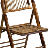 EMMA + OLIVER 2 Pack Commercial Event Party Rental Bamboo Folding Chair EMMA + OLIVER