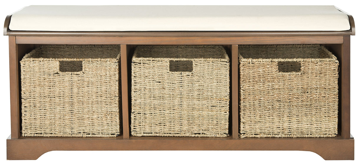 SAFAVIEH American Homes Collection Lonan Grey and White Wicker Storage Bench, 0, Brown SAFAVIEH